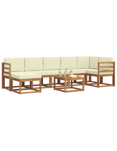 Set di divani con cuscino 8 pcs Naturale e Crema