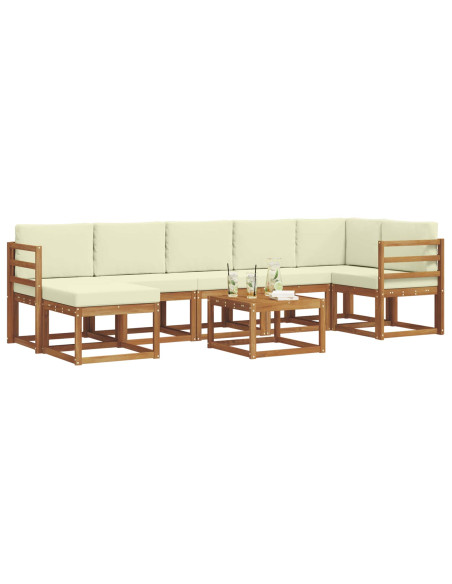 Set di divani con cuscino 8 pcs Naturale e Crema