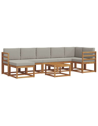 Set di divani con cuscino 8 pcs Grigio Naturale e Chiaro