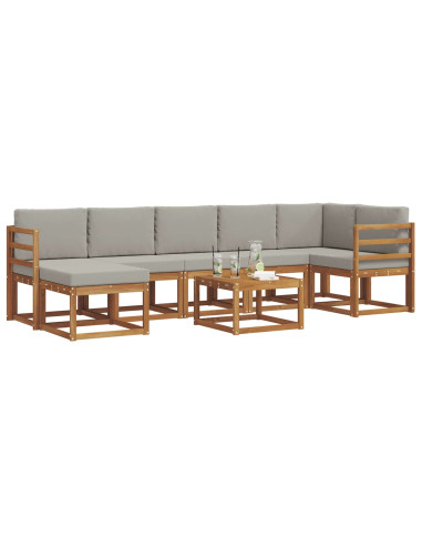Set di divani con cuscino 8 pcs Grigio Naturale e Chiaro