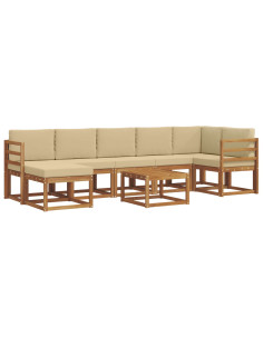 Set di divani con cuscino 8 pcs Naturale e Beige 2