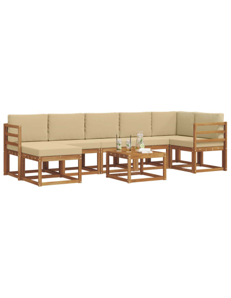 Set di divani con cuscino 8 pcs Naturale e Beige