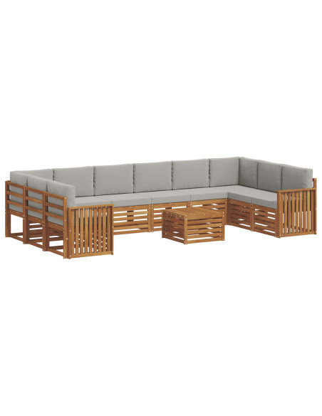 Set divani con cuscino 11 pcs Grigio Naturale e Chiaro