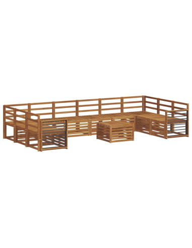 Set divani 11 pcs Naturale Legno di Acacia Massello