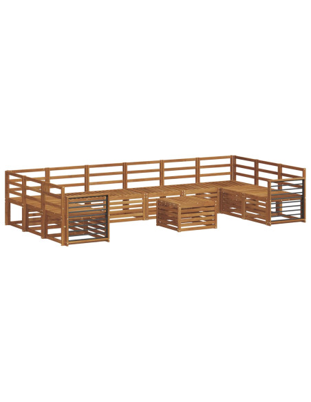 Set divani 11 pcs Naturale Legno di Acacia Massello