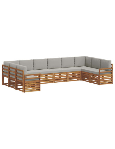 Set divani con cuscino 10 pcs Grigio Naturale e Chiaro