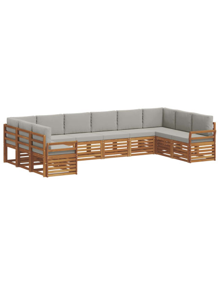 Set divani con cuscino 10 pcs Grigio Naturale e Chiaro