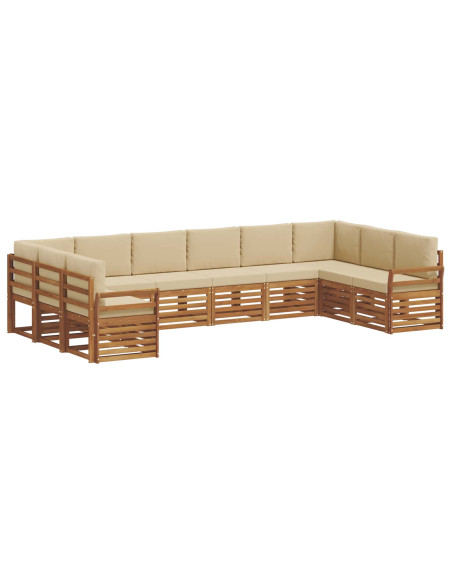 Set divani 10 pcs Naturale e Beige Legno di Acacia Massello