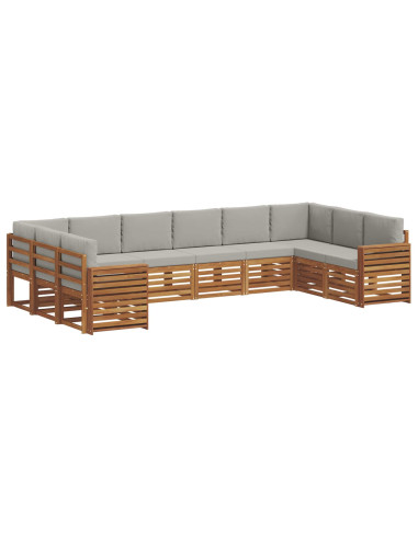 Set divani con cuscino 10 pcs Grigio Naturale e Chiaro