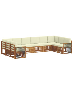 Set divani 10 pcs Naturale e Crema Legno di Acacia Massello 2