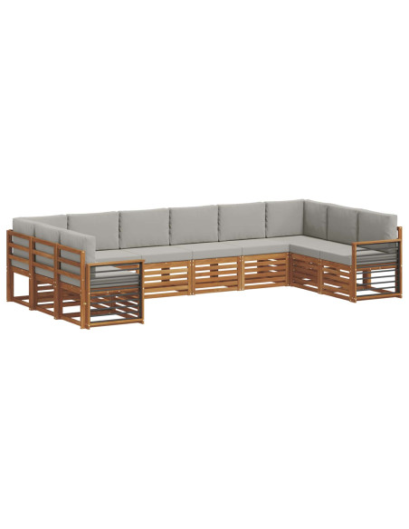 Set divani con cuscino 10 pcs Grigio Naturale e Chiaro