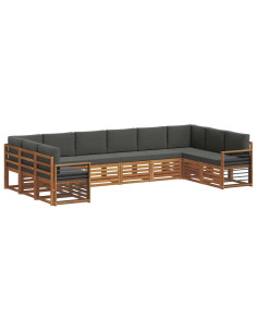 Set divani 10 pcs Naturale e Antracite Legno di Acacia Massello 2