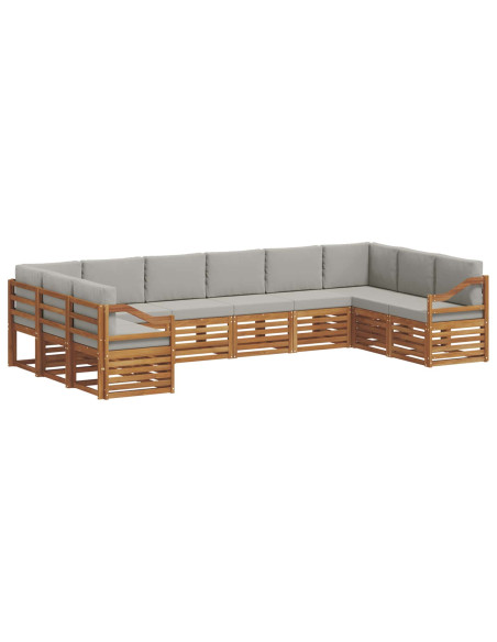 Set divani con cuscino 10 pcs Grigio Naturale e Chiaro