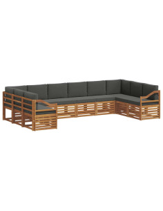 Set divani 10 pcs Naturale e Antracite Legno di Acacia Massello 2