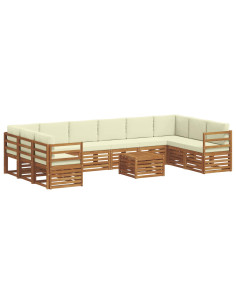 Set divani 11 pcs Naturale e Crema Legno di Acacia Massello 2
