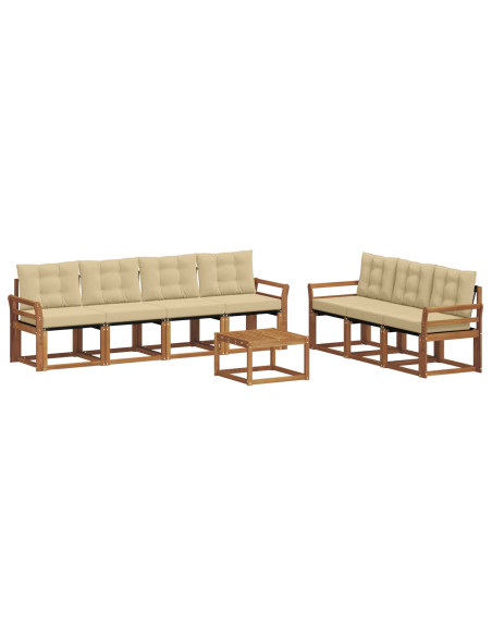 Set di divani da esterno con cuscino 8 pcs Naturale e Beige