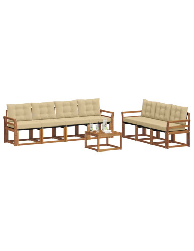 Set di divani da esterno con cuscino 8 pcs Naturale e Beige