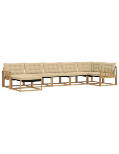 Set di divani da esterno con cuscino 7 pcs Bianco e Beige 2