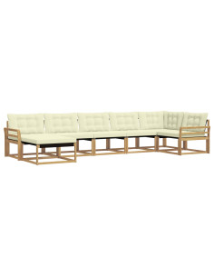Set di divani da esterno con cuscino 7 pcs Bianco e Crema 2