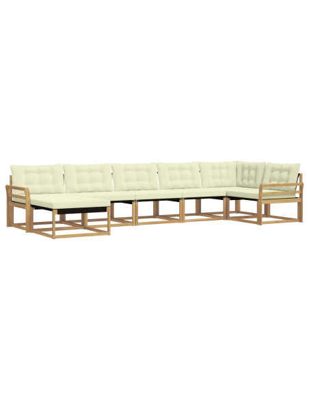Set di divani da esterno con cuscino 7 pcs Bianco e Crema