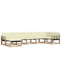 Set di divani da esterno con cuscino 7 pcs Bianco e Crema 2