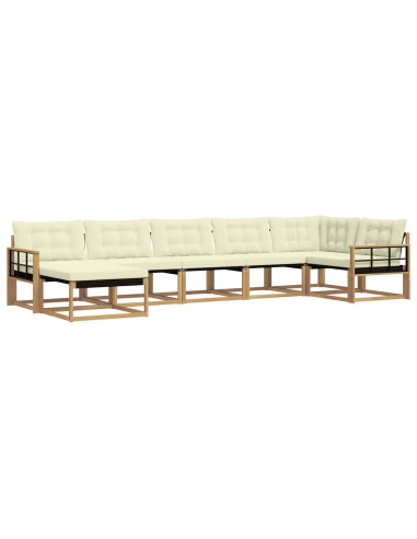 Set di divani da esterno con cuscino 7 pcs Bianco e Crema