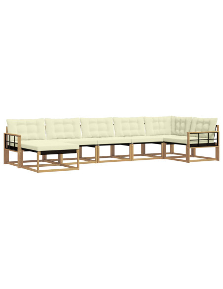 Set di divani da esterno con cuscino 7 pcs Bianco e Crema