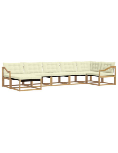 Set di divani da esterno con cuscino 7 pcs Bianco e Crema 2