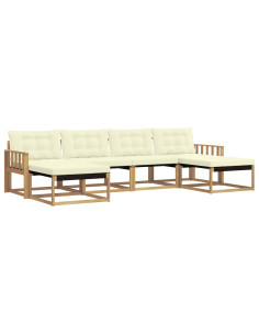 Set di divani da esterno con cuscino 6 pcs Bianco e Crema 2