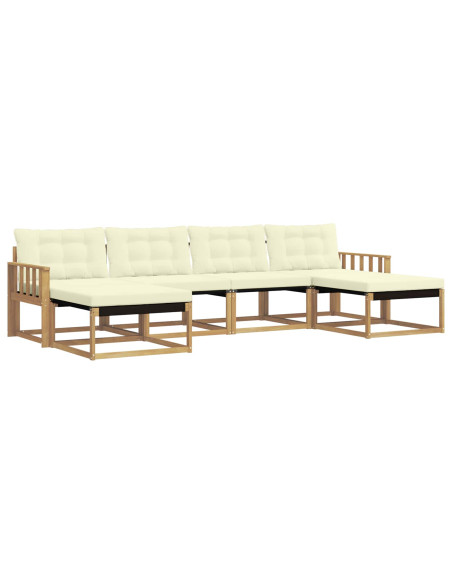 Set di divani da esterno con cuscino 6 pcs Bianco e Crema