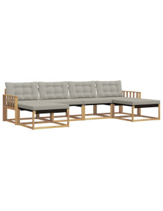 Set di divani da esterno 6 pcs Bianco e Grigio Chiaro 2