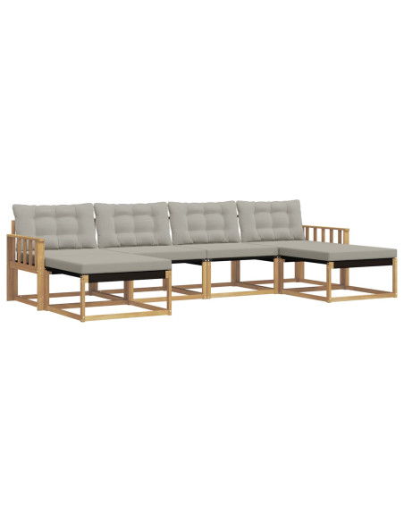 Set di divani da esterno 6 pcs Bianco e Grigio Chiaro