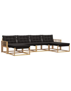 Set di divani da esterno con cuscino 6 pcs Bianco e Nero 2