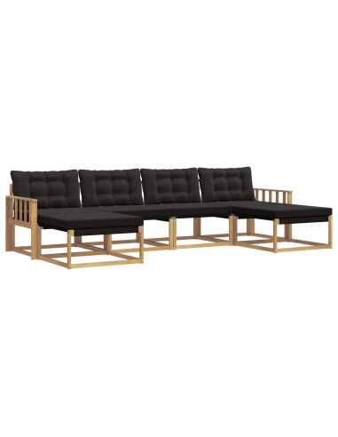 Set di divani da esterno con cuscino 6 pcs Bianco e Nero