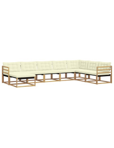 Set di divani da esterno con cuscino 8 pcs Bianco e Crema 2