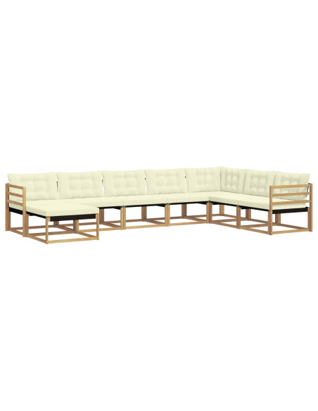 Set di divani da esterno con cuscino 8 pcs Bianco e Crema