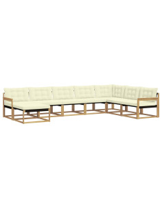 Set di divani da esterno con cuscino 8 pcs Bianco e Crema 2