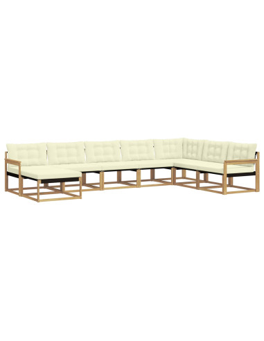 Set di divani da esterno con cuscino 8 pcs Bianco e Crema
