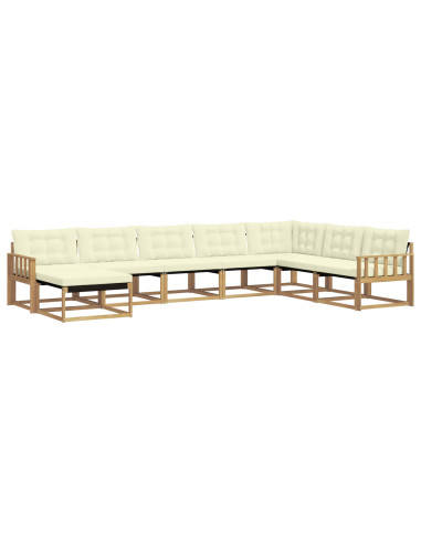 Set di divani da esterno con cuscino 8 pcs Bianco e Crema