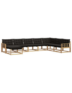 Set di divani da esterno con cuscino 8 pcs Bianco e Nero 2