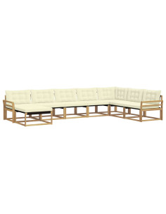 Set di divani da esterno con cuscino 8 pcs Bianco e Crema 2