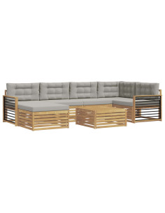 Set di divani da esterno 7 pcs Bianco e Grigio Chiaro 2