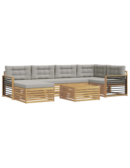 Set di divani da esterno 7 pcs Bianco e Grigio Chiaro