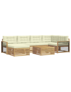 Set di divani da esterno con cuscino 7 pcs Bianco e Crema 2