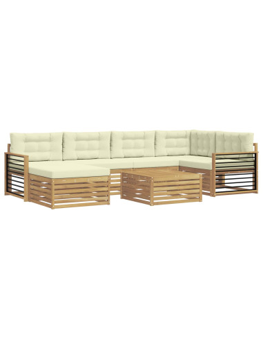 Set di divani da esterno con cuscino 7 pcs Bianco e Crema