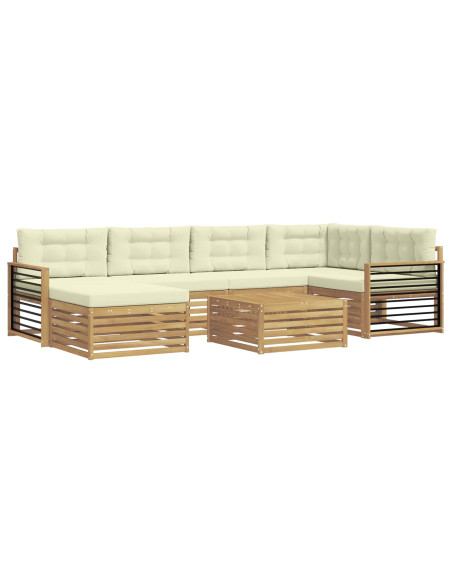 Set di divani da esterno con cuscino 7 pcs Bianco e Crema