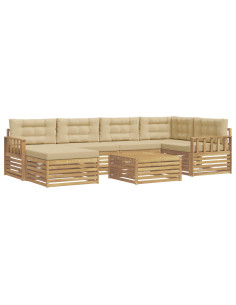 Set di divani da esterno con cuscino 7 pcs Bianco e Beige 2