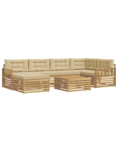 Set di divani da esterno con cuscino 7 pcs Bianco e Beige
