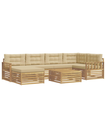 Set di divani da esterno con cuscino 7 pcs Bianco e Beige