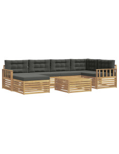Set di divani da esterno con cuscino 7 pcs Bianco e Antracite 2